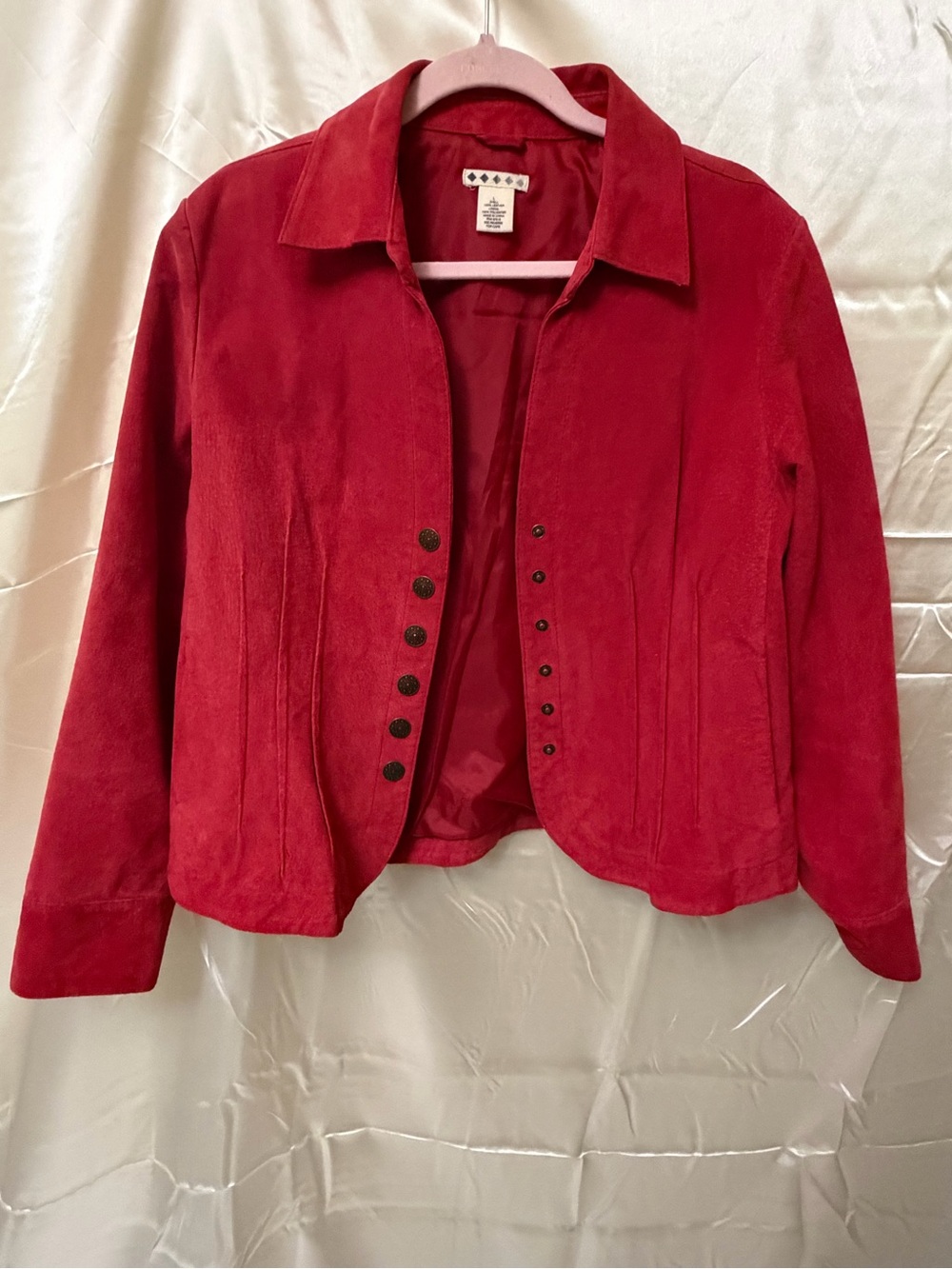 Live a Little Vintage Red Suede Leather Jacket – Women’s Large